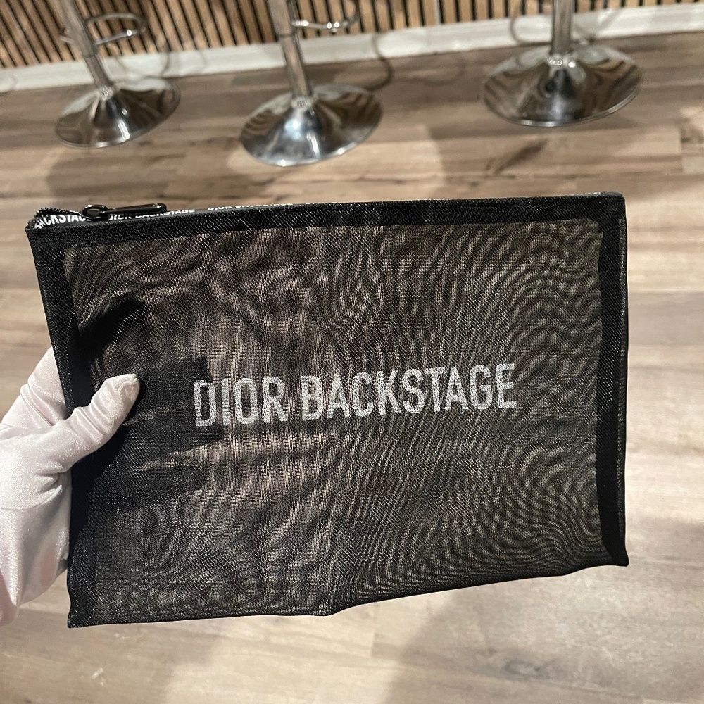 Dior backstage black mesh cosmetic bag
